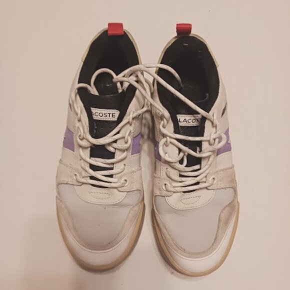Women´s Lacoste L002 222 4 SFA Leather and Suede Colour-Pop Sneakers, Sz 6, used - Picture 6 of 12